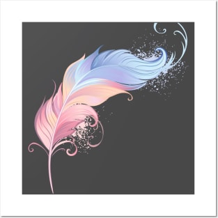 Pastel pink and blue Feather Posters and Art